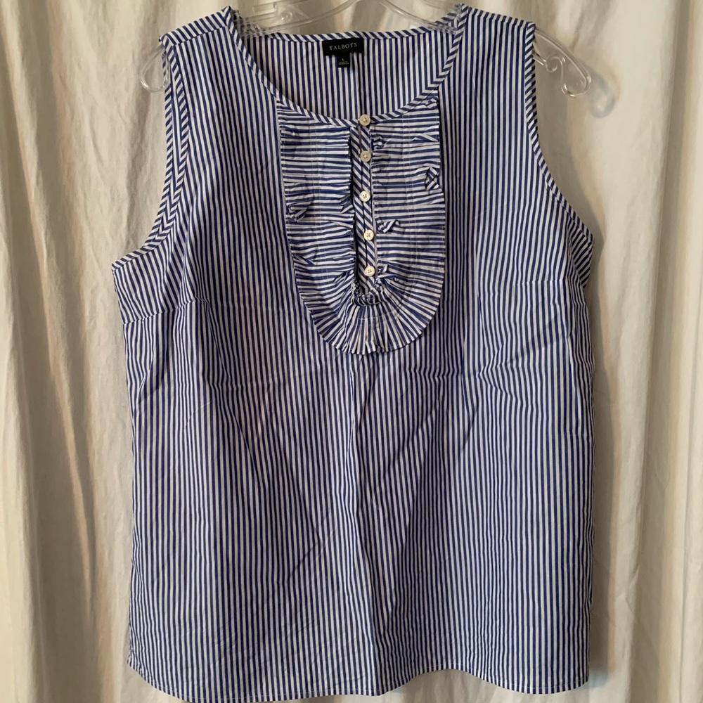 Talbots blue/white stripe sleeveless top